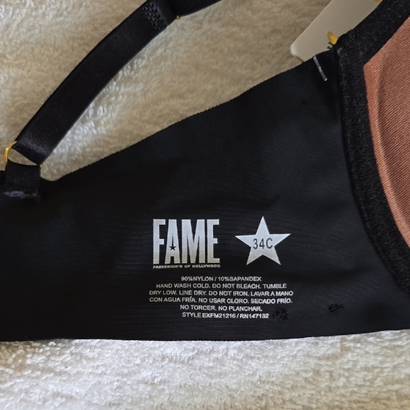 Frederick's of Hollywood Black and Brown Criss-Cross Lace Bra - Picture 2 of 6